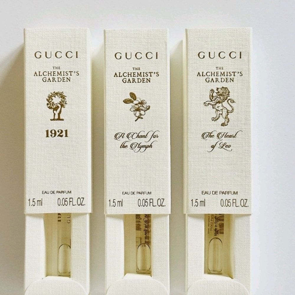 GUCCI The Alchemist’s Garden Luxury EDP Sample Set 3×1.5ml Rare Niche Scents NIB - Picture 2 of 4